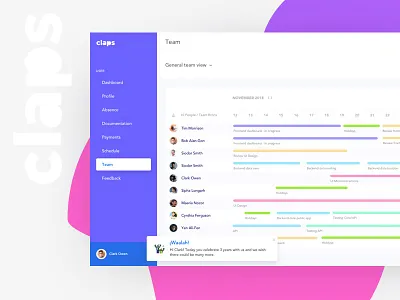 Claps - Schedule design layout schedule ui ux