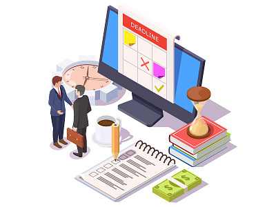 computer with calendar isometric background cartoon computer concept design graphic design illustration isometric lowpoly project vector web
