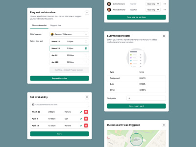 Scholaris - Modals calendar saas card design component design components date picker forms saas inputs light ui modals report ui saas components saas modal schedule ui table design