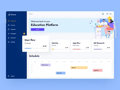 EPazzle — Web app application course status courses dashboard design education illustration logo owerview schedule ui ux