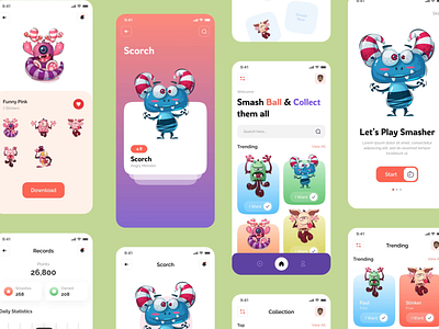 Smash It - Game UI Concept app app design concept game game design game ui games mobile multiplayer play player score smash smasher start statistics ui ux