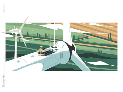 Man installer repairing windmill illustration eco environment flat greenenergy illustration kit8 nature vector windmill