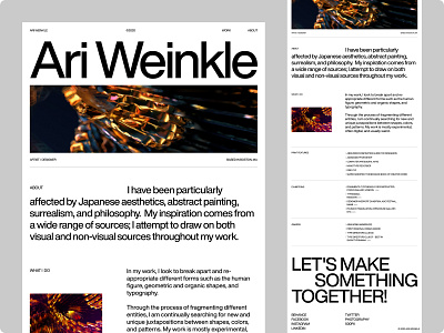 Ari Weinkle 3d about about page design menu typography ui