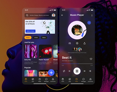 Music + Social Mobile Application UI Design app ui figma mobile app music app ui design ui ux ux deisgn