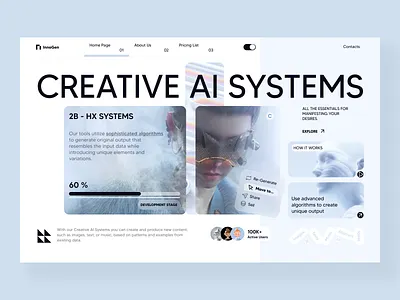 InnoGen - AI Creativity Platform advanced algorithms ai generation ai platform ai tools creative platform creative technology data visualization digital creativity innovation hub interactive elements landing page modern interface platform design responsive design ui design user experience ux design ux ui web design website