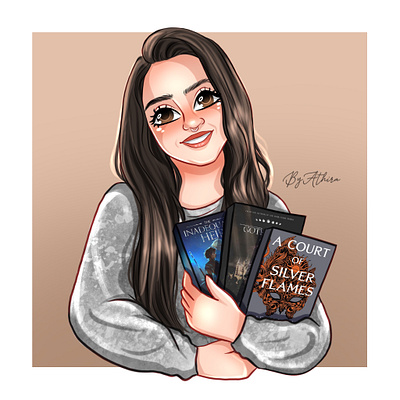 Cute Profile Picture Digital Art Commissioned for BookLovers book lovers characters digital art illustration portrait art