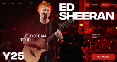 Music Concert First Screen - Ed Sheeran concert design first screen landing page minimal ui web design