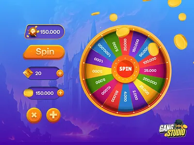 Wheel Assets For Casino Game assets bet betting betting casino branding casino casino game design gambling game game assets illustration level money product design spin ui wheel