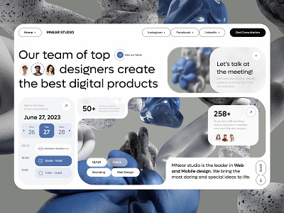 Creative Design Studio Web Platform branding studio business platform consultation booking creative design digital agency digital product interactive elements landing page modern ui platform design product design professional services studio website typography ui design ux design ux ui visual identity web design website