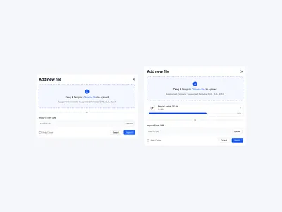 File Uploader Modals and choose components design drag drop file import modal modals pop product saas subscribers tahir ui uploader url ux web