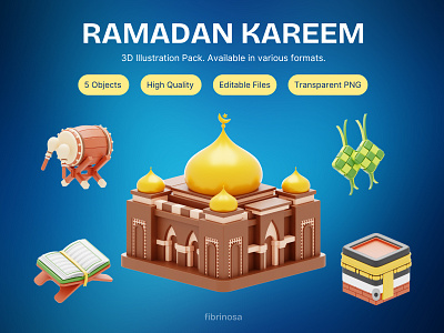 Ramadan Kareem & Eid Mubarak 3D Illustration Set islamic themed graphics