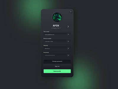 🦊 A profile view screen with picture and personal info ai app appdesign figma fox green ios neumorphism productdesign ui ux