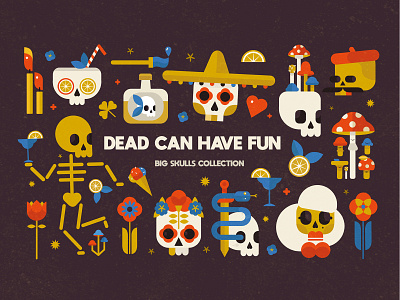 DEAD CAN HAVE FUN artist bones branding cartoon character design flat design graphic design halloween illustration illustration art illustration bundle illustrator macabre minimalism poster art retro sceletons skulls vector vector art