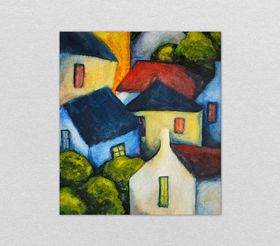 Bright houses brightly color design freehand drawing graphic design houses illustration juicy nature paints picture sun town watercolor