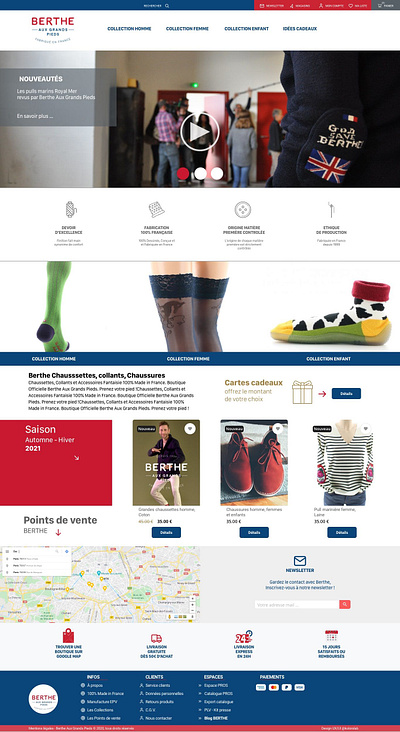 Homepage E-Commerce, Berthe aux Grands Pieds audit ecommerce ui ux