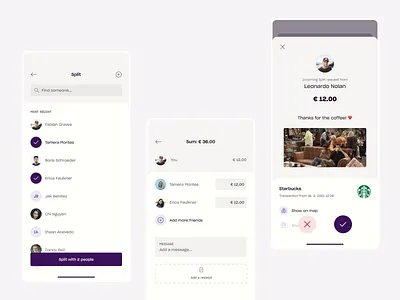 Split the bill | Light accept app bank banking bill contacts detail finance fintech gif incoming light message money note payment receipt reject search split