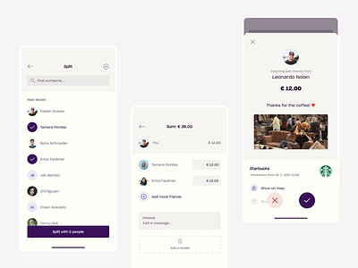 Split the bill | Light accept app bank banking bill contacts detail finance fintech gif incoming light message money note payment receipt reject search split