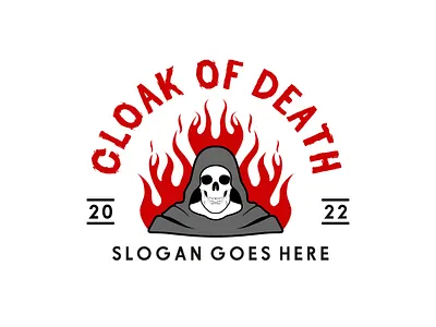 Ancient Flame Robe Skull Logo Design angel assasin bone burn dead death demon devil die eternal evil fire game ghost hell horror kill logo skull wicked
