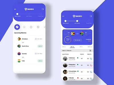 Redesign Dream11 branding cricket design dream11 flat design home screen icons design illustration mobile app mockups redesign typography ui uiux design ux vector wireframes