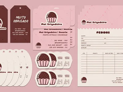 Mai Brigadeira brand identity brigadeiro business card cake candy chocolate chocolate bar cupcake doce graphic design logo design recipe sweet tags visual identity