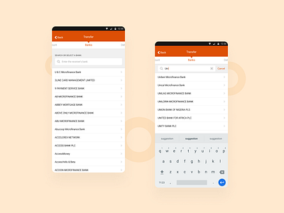 Search feature for GTBank Mobile App banking mobile app ui ux