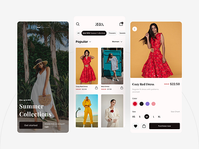 Zera - Daily UI #12 app app ui app ux beauty design ecommerce ecommerce app fashion app mobile ui ui design ux zara
