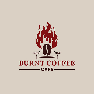 Vintage Coffee Beans Burned Coffee Shop Logo arabica bean bistro burn cafe cappuccino coffee design drink fire flame hot icon logo premium red restaurant roast shop vector