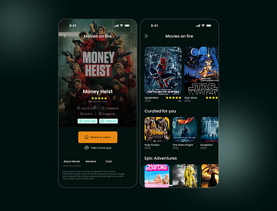 Movies Streaming Mobile Application UI Design app ui design figma figma design mobile app movies app ui design ui ux