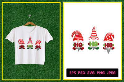 Christmas Gnome Ho-Ho-Ho T-shirt Design vector