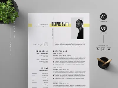 Resume/CV a4 cover letter creative cv cv modern cv resume us letter word cv