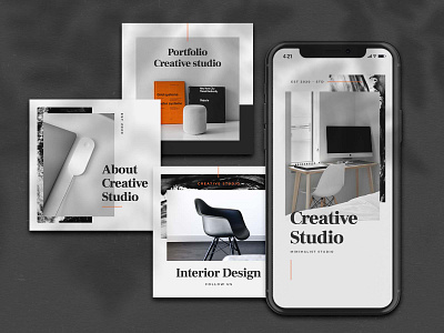 Minimalist Instagram Post banner ads black black white branding bw creative design header ig insta instagram interior minimalist post poster simple social media story studio white