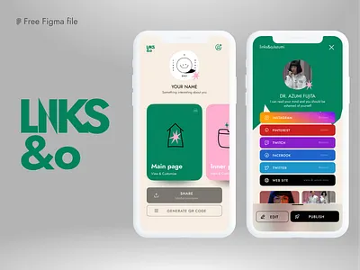 Links manager App freebie app dark theme flat illustration instagram links logo manager modern organize pinterest simple socials twitter ui