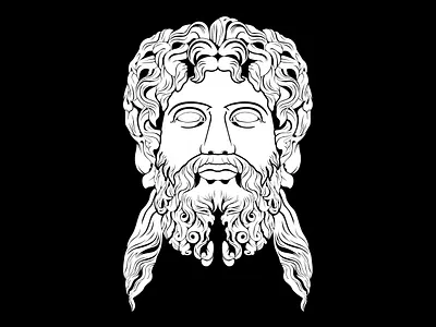 Sculpture Philosopher Face like Zeus Triton Neptune logo design human