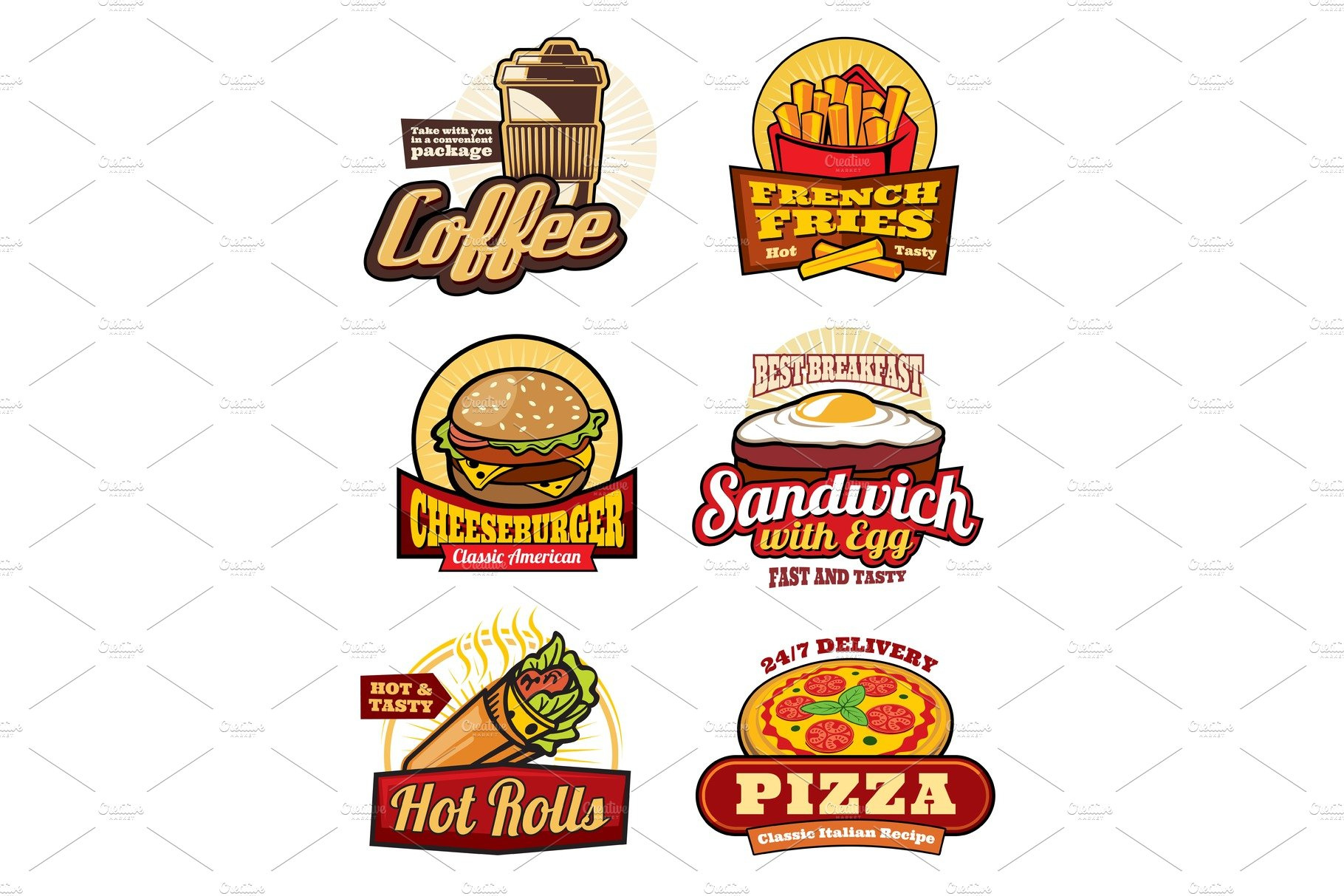 Fast Food Restaurant Meal Labels By Vector Tradition Sm On Dribbble 8825