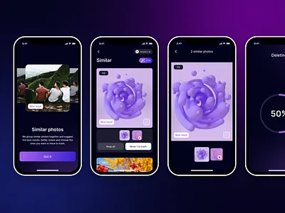 Duplicate Photos Cleaner | Mobile App | UX/UI app branding clean cleaner design flat illustration logo minimal mobile typography ui ux web web design