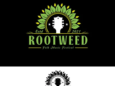 Guitar Head Leaf And Root Logo For Folk Music Festival accoustic branch cafe cafeteria company design festival folk folk band guitar guitar head icon leaf logo nature relac restaurant tree vector vintage