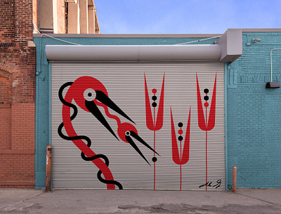 Booby Trap! birds black design graffiti illustration los angeles mural red streetart