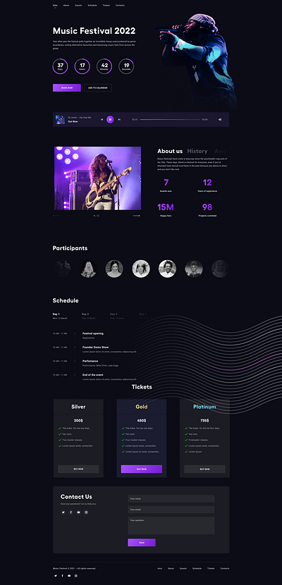 Landing Page design for Music Festival landing page ui uxui design