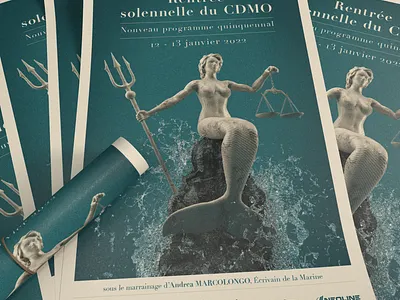 Centre de Droit Maritime et Océanique 3d mockup cdmo literature maritime law mermaid poster themis