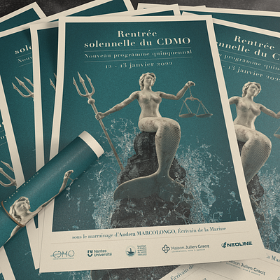 Centre de Droit Maritime et Océanique 3d mockup cdmo literature maritime law mermaid poster themis