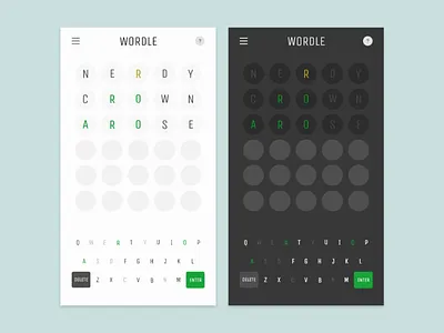 Wordle v.2 challenge dribbbleweeklywarmup mobile ui ux uxui wordle xd