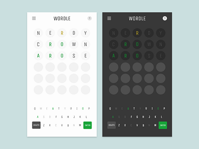 Wordle v.2 challenge dribbbleweeklywarmup mobile ui ux uxui wordle xd