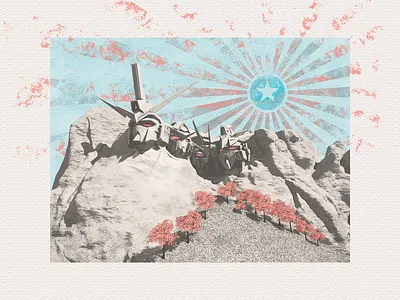 Rush More The Gundam cherry trees cockade geek gundam poster rising star rushmore mount shōgun chewing gum