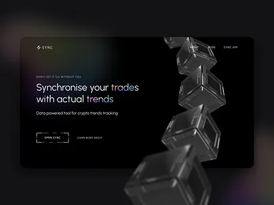 SYNC / Data powered market trends tracking tool ai blockchain crypto data landing technology ui website