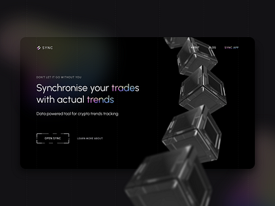SYNC / Data powered market trends tracking tool ai blockchain crypto data landing technology ui website