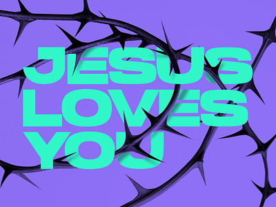 Jesus Loves You ad banner branding christian church colors design exploration font fresh graphic design illustration jesus modern purple rescue typography unfold