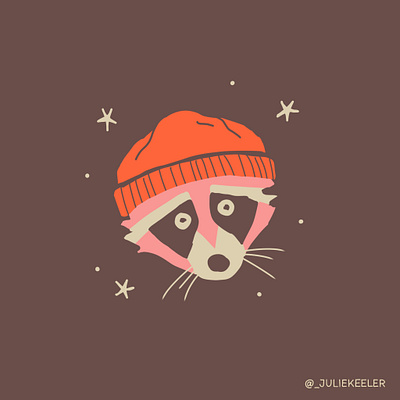 Sweater Weather beanie cold flat flat illustration illustration raccoon snow stars tattoo idea winter