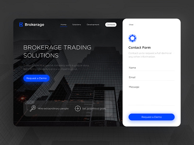 Contact Screen for Trading Solutions blue contact crypto dark figma finance form free freebie landing page trading udix ui ui kit upwave ux web