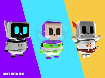 Bored Skelly Club NFT Collection 3d bored character club collection design figures fun modeling nft skeleton skelly skull