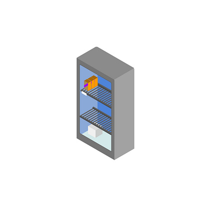 Corner Store Freezer Fridge 3d design fridge gravit gravit designer grey fridge isometric